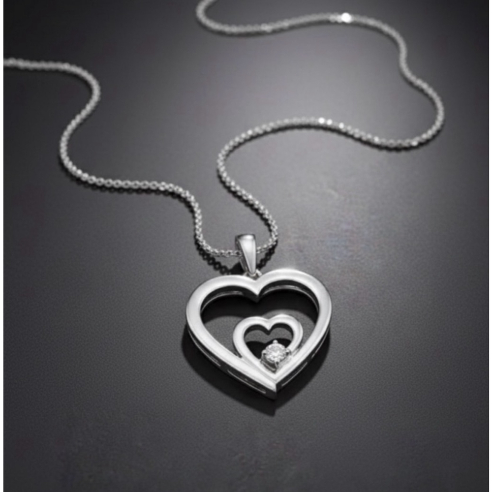 Mined Real Diamond Heart Necklace Sterling Silver Brand new
